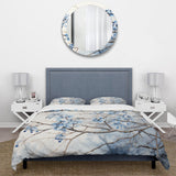 Blue And Grey Leave On Branch - Duvet Cover Set