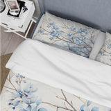 Blue And Grey Leave On Branch - Duvet Cover Set