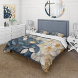 Beige And Blue Minimalism Leaves Collage - Duvet Cover Set