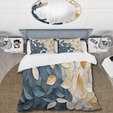 Beige And Blue Minimalism Leaves Collage - Duvet Cover Set