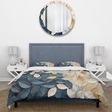 Beige And Blue Minimalism Leaves Collage - Duvet Cover Set