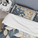 Beige And Blue Minimalism Leaves Collage - Duvet Cover Set