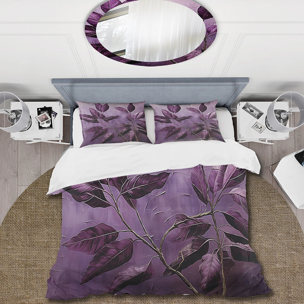 Purple Leaves Plum Precision II - Duvet Cover Set