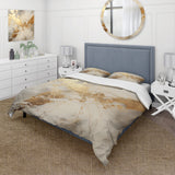 Beige And Gold Marble Lightning III - Duvet Cover Set