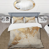 Beige And Gold Marble Lightning III - Duvet Cover Set