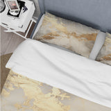 Beige And Gold Marble Lightning III - Duvet Cover Set