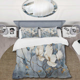 Elegant White And Blue Magnolias Tranquility - Duvet Cover Set