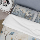 Elegant White And Blue Magnolias Tranquility - Duvet Cover Set