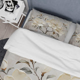 Beige And Green Magnolias Flower Blossum - Duvet Cover Set