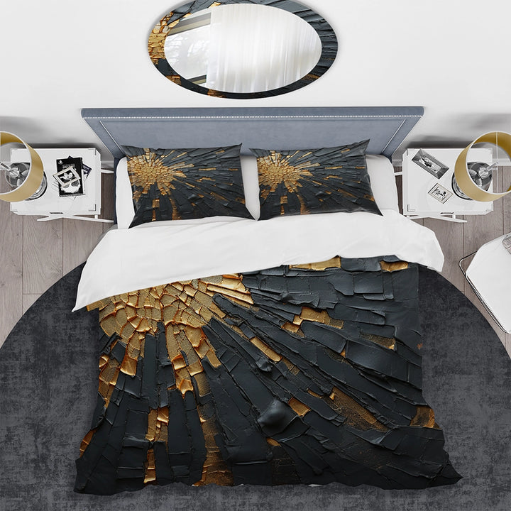 Black And Gold Abstract Meditation II - Duvet Cover Set