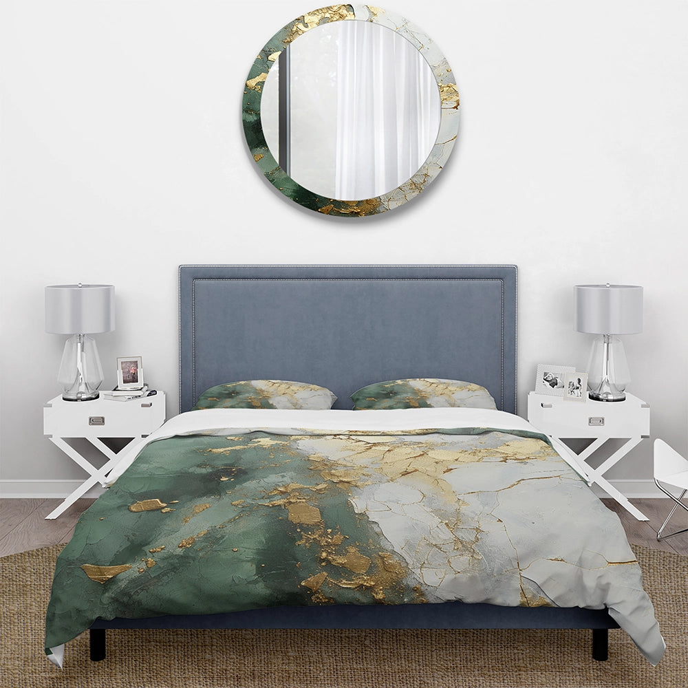 Gold And Green Paint Fusion - Duvet Cover Set