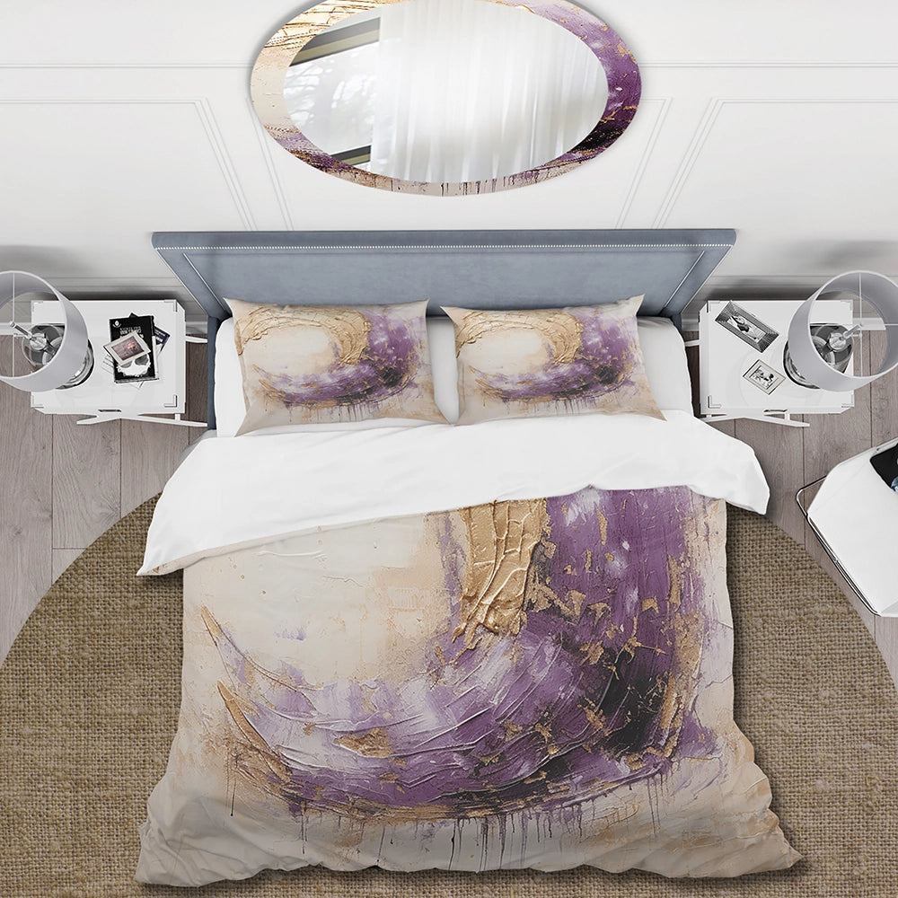 Gold And Purple Lunar Spiral - Duvet Cover Set