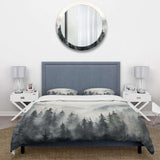 Grey Misty Morning Forest Horizon - Duvet Cover Set