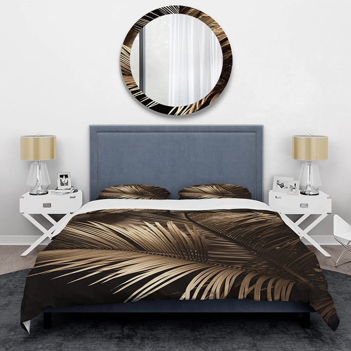Sepia Serenity Palm Leaves I - Duvet Cover Set
