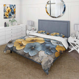 Elegant Yellow And Blue Pansy Petals - Duvet Cover Set