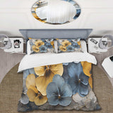 Elegant Yellow And Blue Pansy Petals - Duvet Cover Set