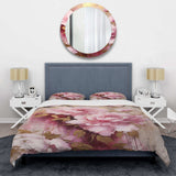 Pink And Gold Peonies In Radiance - Duvet Cover Set