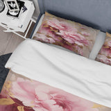 Pink And Gold Peonies In Radiance - Duvet Cover Set