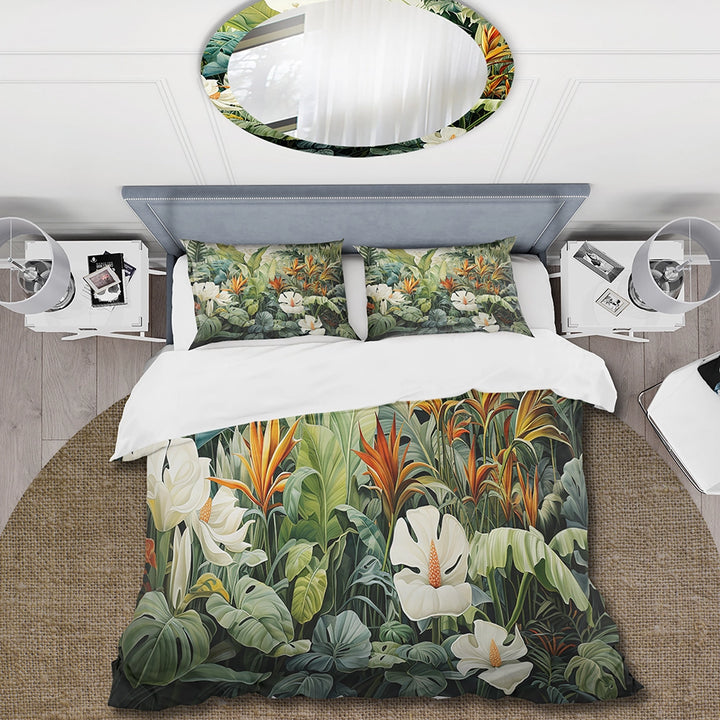 White Contemporary Botany Jungle Wonders - Duvet Cover Set