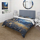 Navy Blue Poppies Field - Duvet Cover Set