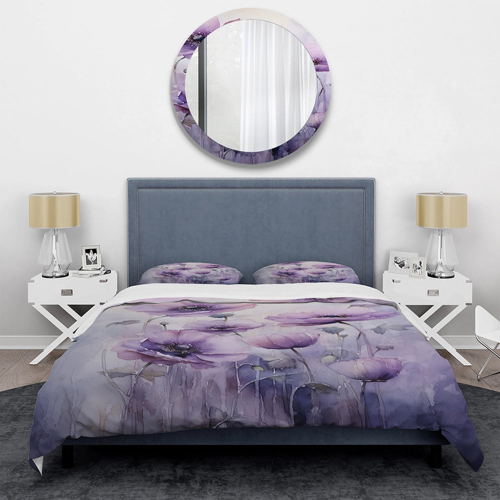 Violet Veil Delicate Poppies Moment - Duvet Cover Set