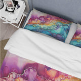 Rainbow Teal And Purple Alchohol Ink I - Duvet Cover Set