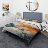 Abstract Orange And Blue River Ink - Duvet Cover Set