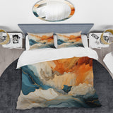 Abstract Orange And Blue River Ink - Duvet Cover Set