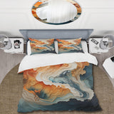 Abstract Orange And Blue River Ink I - Duvet Cover Set