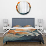 Abstract Orange And Blue River Ink I - Duvet Cover Set