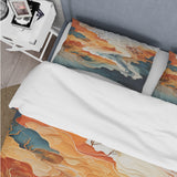 Abstract Orange And Blue River Ink I - Duvet Cover Set