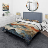 Abstract Orange And Blue River Ink III - Duvet Cover Set