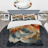 Abstract Orange And Blue River Ink III - Duvet Cover Set