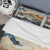 Abstract Orange And Blue River Ink III - Duvet Cover Set