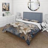 Beige And Blue Seasonal Flowers Composition - Duvet Cover Set