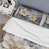 Beige And Blue Seasonal Flowers Composition - Duvet Cover Set