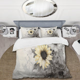 Black And White Sunflowers Florescence I - Duvet Cover Set