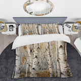 Beige Silver Birch Tree Beauty III - Duvet Cover Set