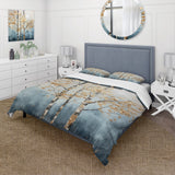 Gold And Blue Trees Harmony III - Duvet Cover Set