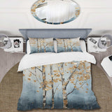 Gold And Blue Trees Harmony III - Duvet Cover Set