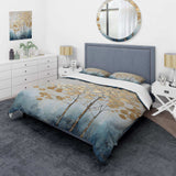 Gold And Blue Trees Harmony IV - Duvet Cover Set