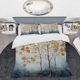 Gold And Blue Trees Harmony IV - Duvet Cover Set