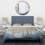 Gold And Blue Trees Harmony IV - Duvet Cover Set