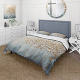 Gold And Blue Trees Harmony V - Duvet Cover Set