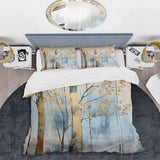 Gold And Blue Treasure Trees Scenery II - Duvet Cover Set