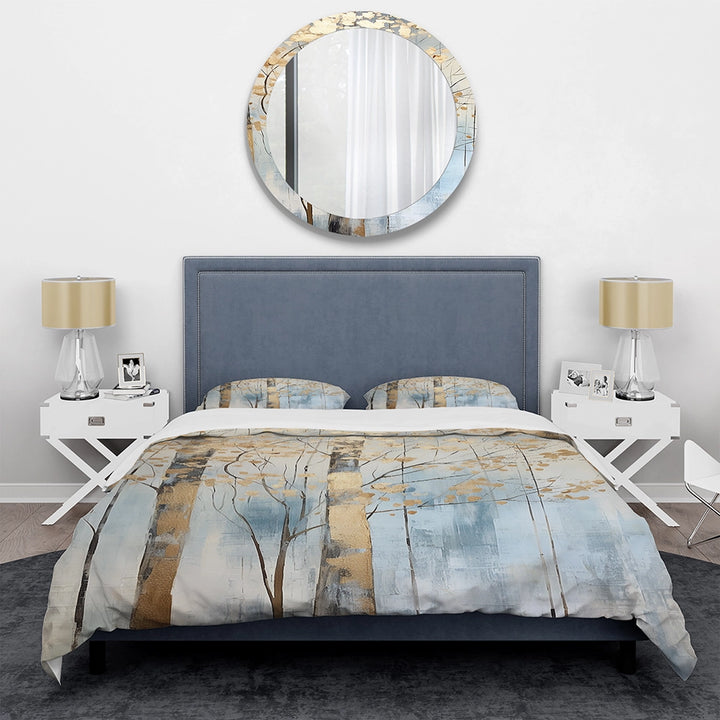 Gold And Blue Treasure Trees Scenery II - Duvet Cover Set