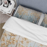 Minimalism Gold And Blue Trees Scenery II - Duvet Cover Set