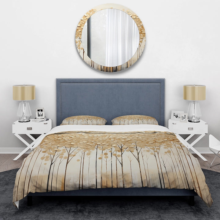 Minimalism Golden Trees Harmony - Duvet Cover Set