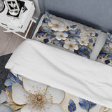 Blue And Gold Minimalism Violets - Duvet Cover Set