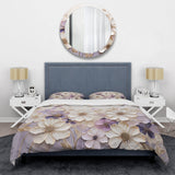 Beige And Purple Adorned Violets I - Duvet Cover Set